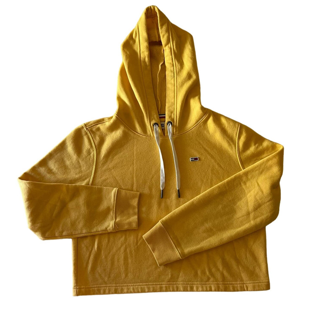 Tommy Jeans Cropped Yellow Hoodie sz‎ SMALL